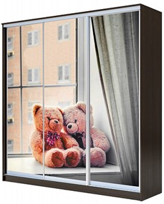 Детский шкаф ХИТ 23-20/2-777-26, Мишки на окне, Венге в Новосибирске
