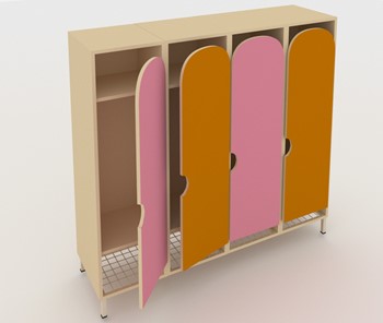 Распашной шкаф ШГС4 Беж + Розовый + Оранжевый в Новосибирске