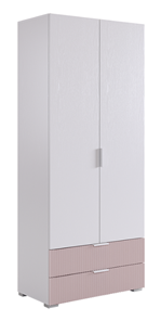 Шкаф двухдверный Зефир 108.01 (белое дерево/пудра розовая (эмаль)) в Новосибирске - предосмотр