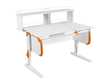 Детский стол-трансформер 1/75-40 (СУТ.25) + Polka_zz 1/600 (2 шт.)  белый/белый/Оранжевый в Новосибирске