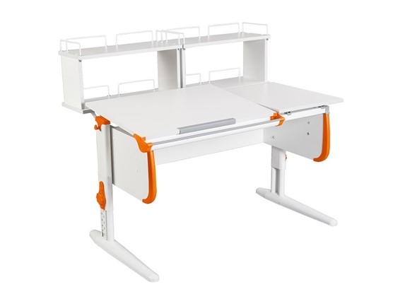 Детский стол-трансформер 1/75-40 (СУТ.25) + Polka_zz 1/600 (2 шт.)  белый/белый/Оранжевый в Новосибирске - изображение