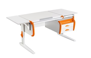 Детский стол-трансформер 1/75-40 (СУТ.25) + Polka_b 1/550 + Tumba 3 белый/белый/Оранжевый в Новосибирске