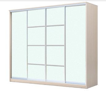 Шкаф 4-х дверный ХИТ 23-24/2-8888, с матовым стеклом, разделительные планки х2, Дуб млечный в Новосибирске