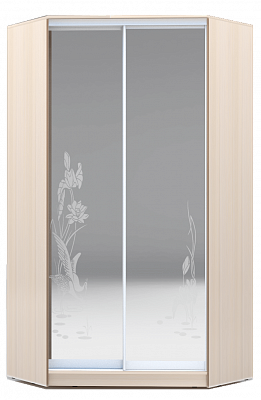 Шкаф угловой 2300х1103, ХИТ У-23-4-66-01, цапля, 2 зеркала, дуб млечный в Новосибирске - изображение