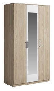 Шкаф 3 двери Genesis Светлана, с зеркалом, белый/дуб сонома в Новосибирске