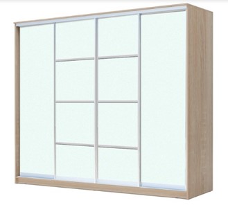 Шкаф 4-х дверный ХИТ 22-4-24/2-8888, с матовым стеклом, разделительные планки х2, Дуб сонома в Новосибирске