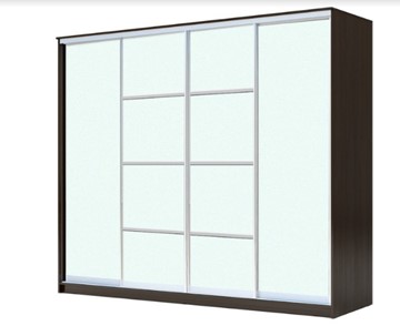 Шкаф 4-х дверный ХИТ 23-4-24/2-8888, с матовым стеклом, разделительные планки х2, Венге в Новосибирске