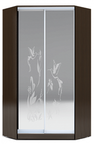 Шкаф 2400х1103, ХИТ У-24-4-66-03, колибри, 2 зеркалами, венге в Новосибирске