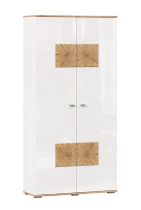 Шкаф двухстворчатый Фиджи с декоративными накладками 659.150, Дуб Золотой/Белый в Новосибирске - изображение