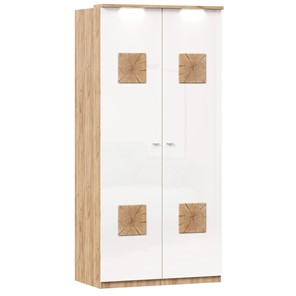Шкаф двухстворчатый Фиджи с декоративными накладками 659.237, цвет белый в Новосибирске - предосмотр