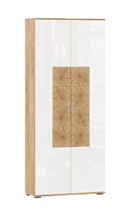 Шкаф двухстворчатый Фиджи с декоративными накладками 659.310, Дуб Золотой/Белый в Новосибирске - изображение