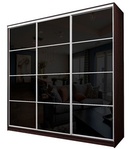 Шкаф 3-х дверный MAX МШ-25-6-24/2-222, Профиль Белый/Цвет Венге/Oraclal черного цвета в Новосибирске