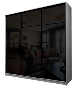 Шкаф 3-х створчатый MAX МШ-25-6-27/2-222, Профиль Черный/Цвет Серый/Oraclal черного цвета в Новосибирске