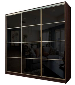Шкаф 3-х дверный MAX МШ-25-6-27/2-222, Профиль Золото/Цвет Венге/Oraclal черного цвета в Новосибирске