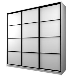 Шкаф 3-х створчатый MAX МШ-27-6-24/2-111, Профиль Черный/Цвет Белый в Новосибирске