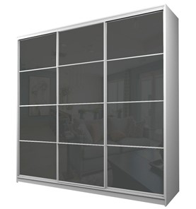 Шкаф 3-х дверный MAX МШ-27-6-27-222, Профиль Белый/Цвет Белый/с темно-серой пленкой Oracal в Новосибирске