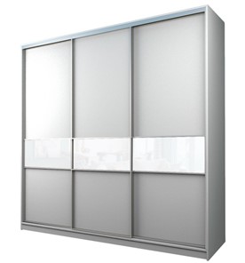 Шкаф 3-х дверный MAX МШ-27-6-27-999, Профиль Серебро/Цвет Белый/с белой пленкой Oracal в Новосибирске