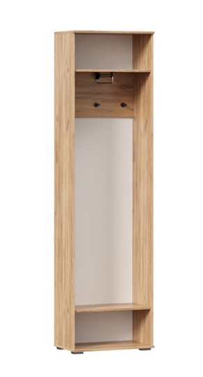 Шкаф одностворчатый Фиджи с декоративными накладками 659.300, Дуб Золотой/Белый в Новосибирске - изображение 2