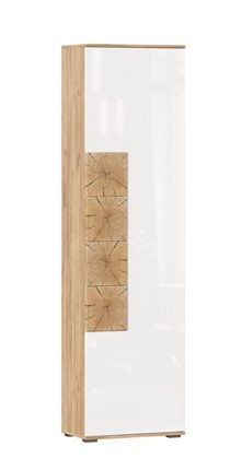 Шкаф одностворчатый Фиджи с декоративными накладками 659.300, Дуб Золотой/Белый в Новосибирске - изображение