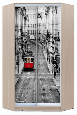 Шкаф угловой 2200х1103, ХИТ У-22-4-77-01, Лондон трамвай, шимо светлый в Новосибирске - изображение