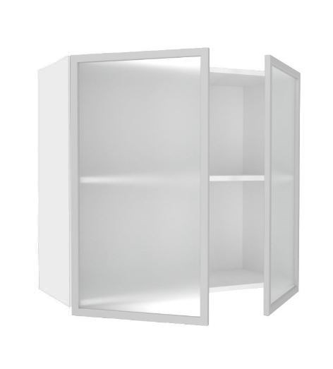 Шкаф на кухню 800, Шервуд, со стеклом ЛД 281.361.000.118, белый/белый глянец в Новосибирске - изображение 1