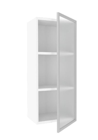 Кухонный шкаф высокий 400 Шервуд, со стеклом правый ЛД 281.422.000.122, белый/серый в Новосибирске - изображение 1