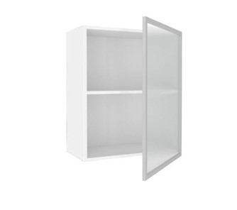 Шкаф на кухню 600, Шервуд, со стеклом правый, ЛД 281.352.000.116, белый/серый в Новосибирске - предосмотр 1