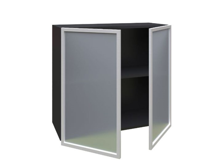 Шкаф кухонный 800, Шервуд, со стеклом ЛД 281.361.000.030, серый/черный в Новосибирске - изображение 1