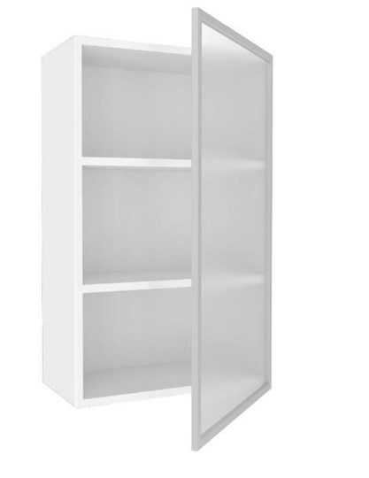 Кухонный шкаф высокий 600, Шервуд, со стеклом правый, ЛД 281.452.000.127, белый/серый в Новосибирске - изображение 1