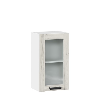 Навесной шкаф 400 со стеклом Винченца ЛД 234.320.000.028, Белый/Дуб Крафт белый в Новосибирске - изображение
