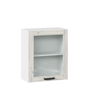 Навесной кухонный шкаф 600 со стеклом Винченца ЛД 234.350.000.031, Белый/Дуб Крафт белый в Новосибирске