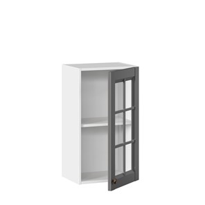 Кухонный шкаф Амели-3 400 со стеклом ЛД 299.320.000.024, Белый/Оникс серый в Новосибирске - предосмотр 1