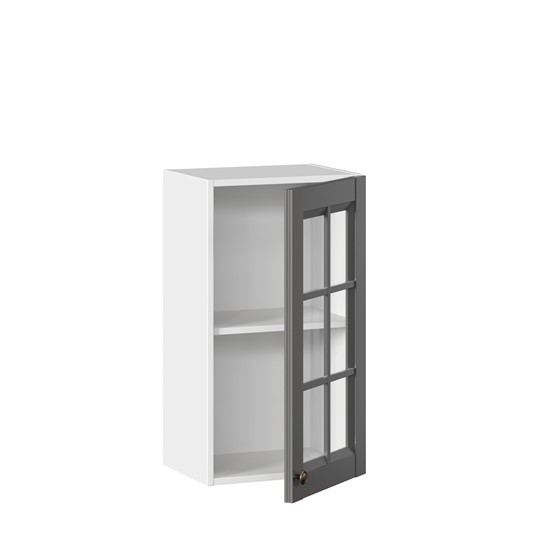 Кухонный шкаф Амели-3 400 со стеклом ЛД 299.320.000.024, Белый/Оникс серый в Новосибирске - изображение 1