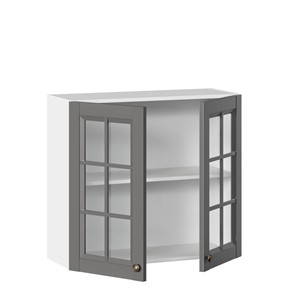 Шкаф кухонный Амели-3 800 со стеклом ЛД 299.360.000.034, Белый/Оникс серый в Новосибирске - предосмотр 1