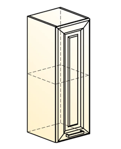 Навесной кухонный шкаф Атланта L200 H720 (1 дв. гл.) эмаль (белый/сливки патина платина) в Новосибирске - предосмотр 1