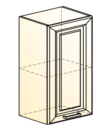 Шкаф кухонный Атланта L400 Н720 (1 дв. гл.) эмаль (белый/белый глянец патина золото) в Новосибирске - изображение 1