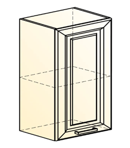 Навесной кухонный шкаф Атланта L500 Н720 (1 дв. гл.) эмаль (белый/белый глянец патина золото) в Новосибирске - предосмотр 1