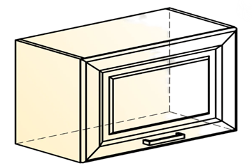 Кухонный шкаф Атланта L600 Н360 (1 дв. гл.) эмаль (белый/белый глянец патина золото) в Новосибирске - предосмотр 1