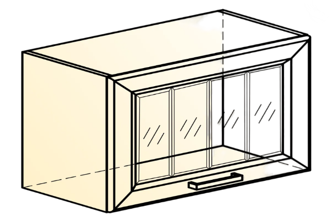 Кухонный навесной шкаф Атланта L600 Н360 (1 дв. рам.) эмаль (белый/белый глянец патина золото) в Новосибирске - изображение 1