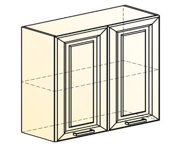 Кухонный шкаф Атланта L800 Н720 (2 дв. гл.) эмаль (белый/белый глянец патина золото) в Новосибирске - предосмотр 1