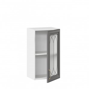 Кухонный шкаф Джелатто 400 со стеклом ЛД 241.320.000.102, Белый/Оникс серый в Новосибирске - предосмотр 1