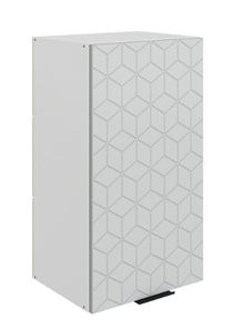 Шкаф настенный Стоун L400 Н720 (1 дв. гл.) с фрезировкой (белый/лайт грей софттач) в Новосибирске
