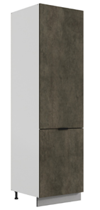 Шкаф-пенал Стоун L600 под холодильник (2 дв.гл.) (белый/камень темно-серый) в Новосибирске - предосмотр