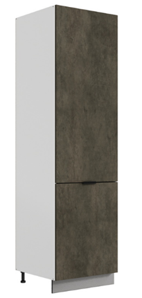 Шкаф-пенал Стоун L600 под холодильник (2 дв.гл.) (белый/камень темно-серый) в Новосибирске - изображение