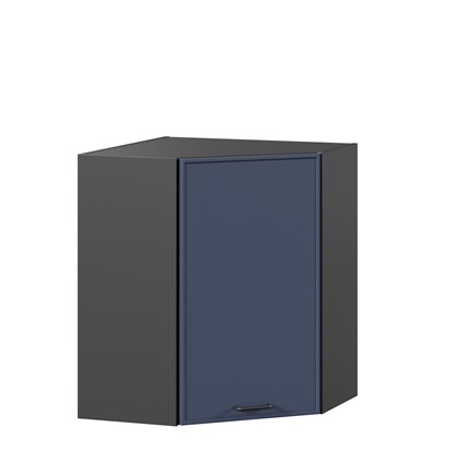 Угловой настенный шкаф Индиго ЛД 298.610.000.158, Чёрный/Тёмно-синий в Новосибирске - изображение