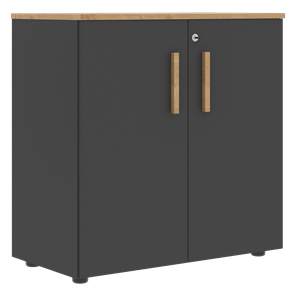 Низкий шкаф с малыми дверцами широкий FORTA Графит-Дуб Гамильтон  FLC 80.1(Z) (798х404х801) в Новосибирске - предосмотр