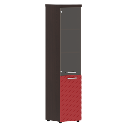 Шкаф TORR LUX TLHC 42.2 L колонка комбинированная с топом 435х452х1958 Венге/ Красный в Новосибирске - изображение