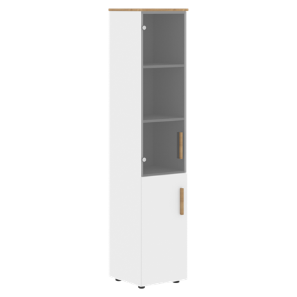 Высокий шкаф колонна с глухой дверью FORTA Белый-Дуб Гамильтон  FHC 40.2 (L/R) (399х404х1965) в Новосибирске - изображение