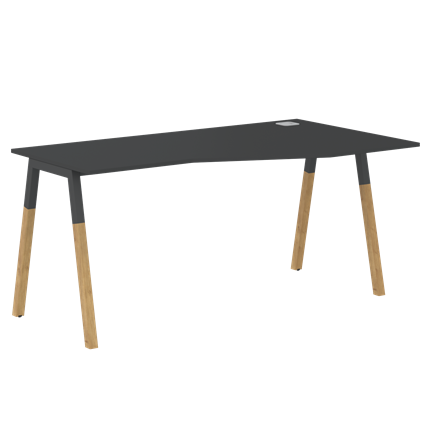 Письменный стол правый FORTA Черный Графит-Черный Графит-Бук FCT 1567  (R) (1580х900(670)х733) в Новосибирске - изображение