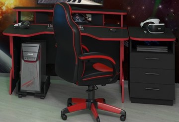 Компьютерный стол SKILLL STG 1390,  Антрацит/ Красный в Новосибирске - предосмотр 5